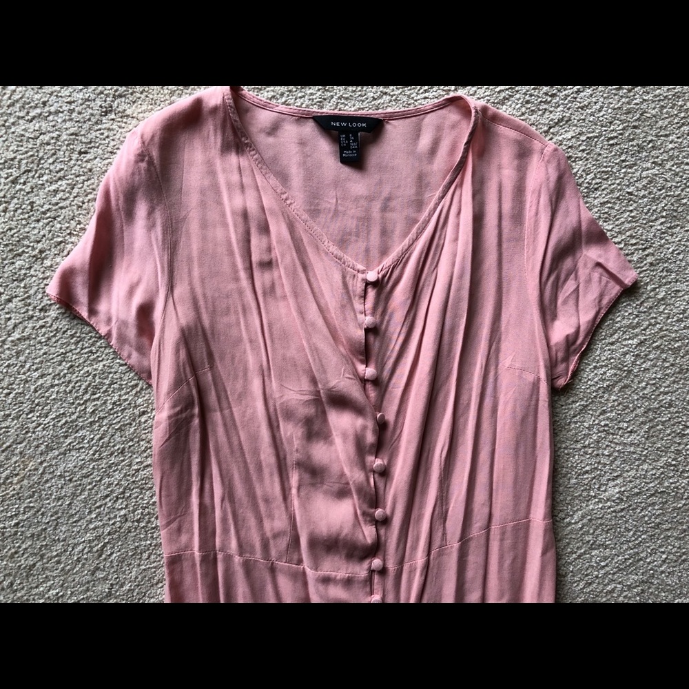 NEW LOOK Pink S/S Button Down Midi Pretty Dress 4 - Picture 5 of 10